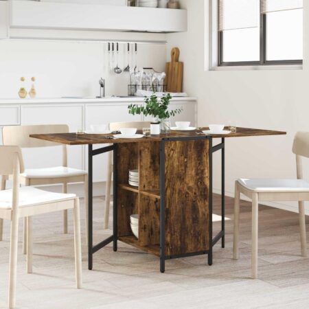 Spisebord med udtræk 144 × 60 × 75 cm - konstrueret træ, røget eg, rektangulær