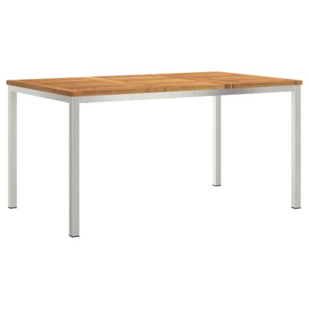 Spisebord til haven 150 × 90 × 75 cm - massiv akacietræ og rustfrit stål