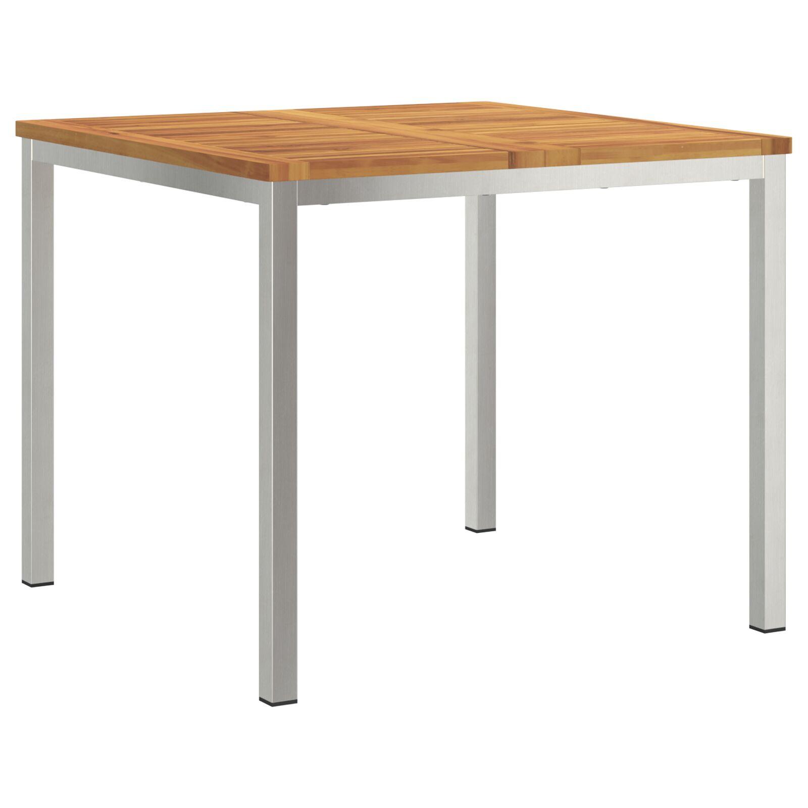 Spisebord til haven 90 × 90 × 75 cm - massiv akacietræ og rustfrit stål Spisebord til haven 90 × 90 × 75 cm - massiv akacietræ og rustfrit stål