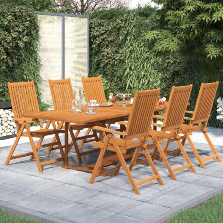 Spisebordssæt til haven i massivt akacietræ - 7 dele, udvideligt bord 160-240 cm
