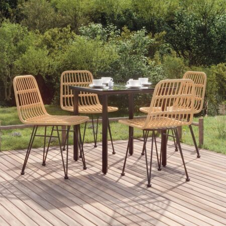 Spisebordssæt til haven i polyrattan - 5 dele, sort bord