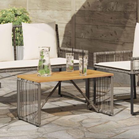 Udendørs havebord i polyrattan med akacietop - grå/brun 80 × 40 × 40 cm