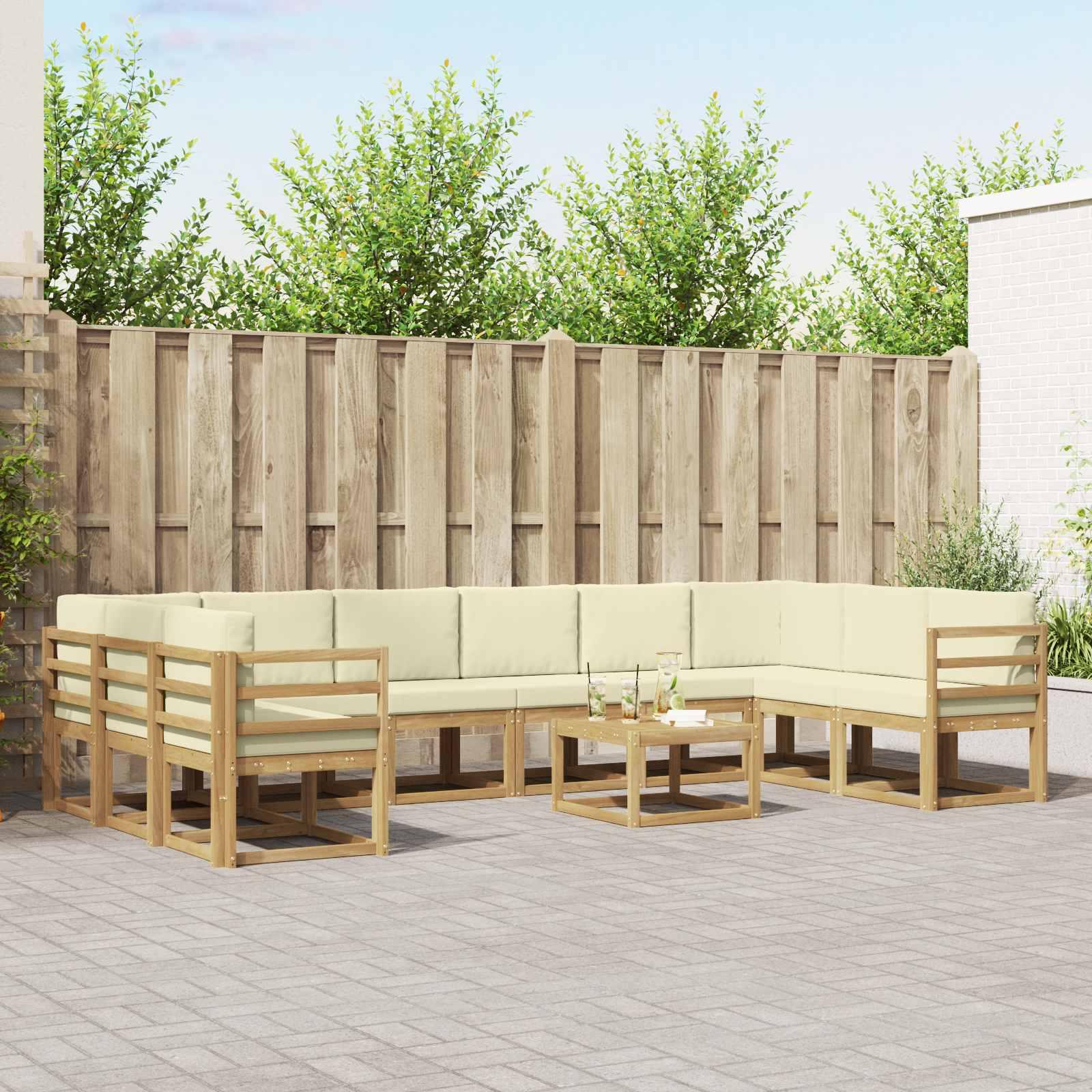 Udendørs modulsofa med bord - 11 dele, hvid/creme Udendørs modulsofa med bord - 11 dele, hvid/creme