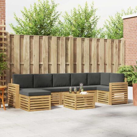 Udendørs sofagruppe i akacietræ - 8-pers. modulsofa med bord, hvid/antracit 59 × 59 × 37 cm