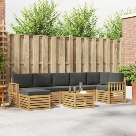 Udendørs sofagruppe i akacietræ - 8-pers. modulsofa med bord, hvid/antracit 59 × 59 × 37 cm