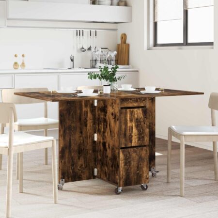 Udtrækkeligt spisebord, 2 stk - 140 × 80 × 77 cm, røget eg, konstrueret træ