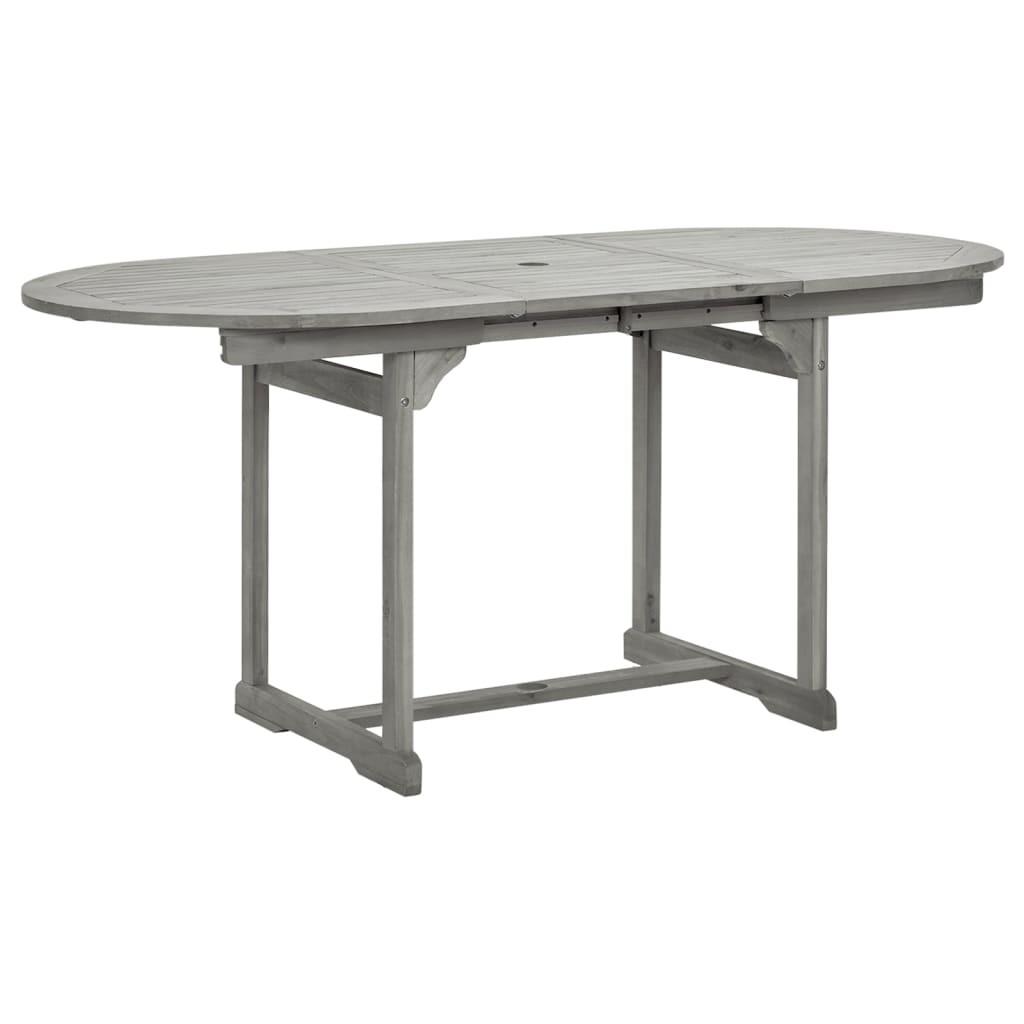 Udvideligt havebord i massivt akacietræ - grå, (120-170) × 80 × 75 cm Udvideligt havebord i massivt akacietræ - grå, (120-170) × 80 × 75 cm