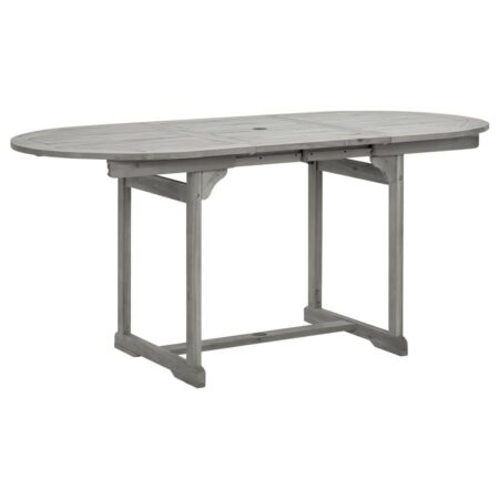Udvideligt havebord i massivt akacietræ - grå, (120-170) × 80 × 75 cm