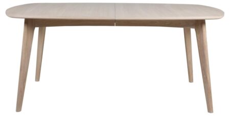 ACT NORDIC Marte rektangulær spisebord, Top hvidpigmenteret olieret egefiner, Stel hvidpigmenteret olieret eg med forberedelse til tillægsplader, 180x102x76 cm