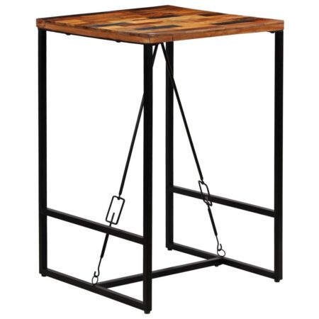 Barbord 70 × 70 × 106 cm i massivt genbrugstræ - industrielt spisebord