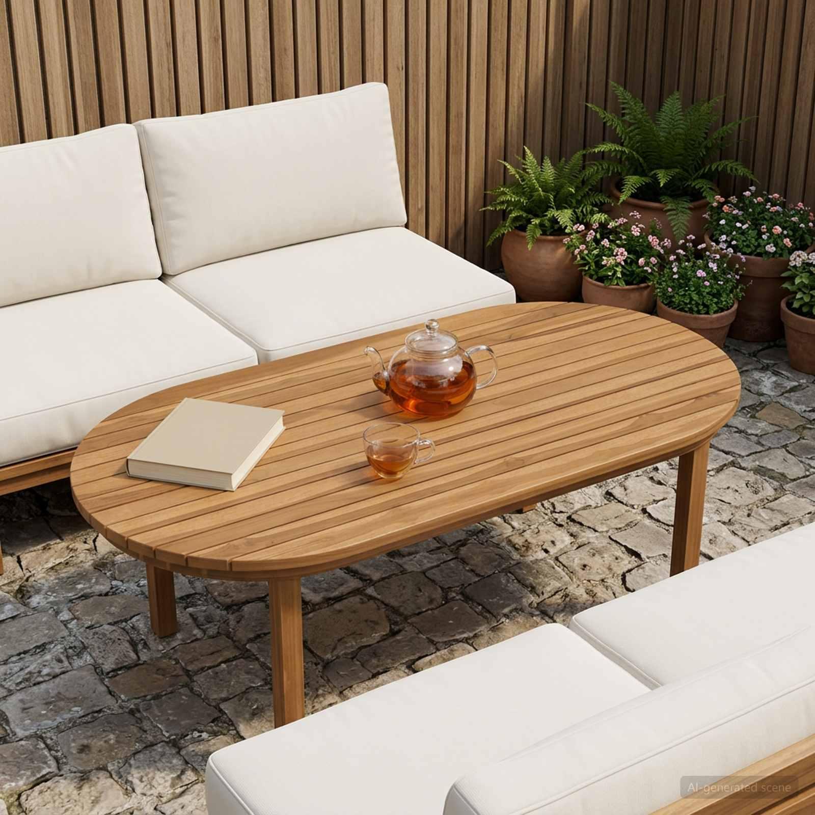 Bordplade 100 x 50 x 3,5 cm oval i massiv teaktræ naturfarvet Bordplade 100 x 50 x 3,5 cm oval i massiv teaktræ naturfarvet