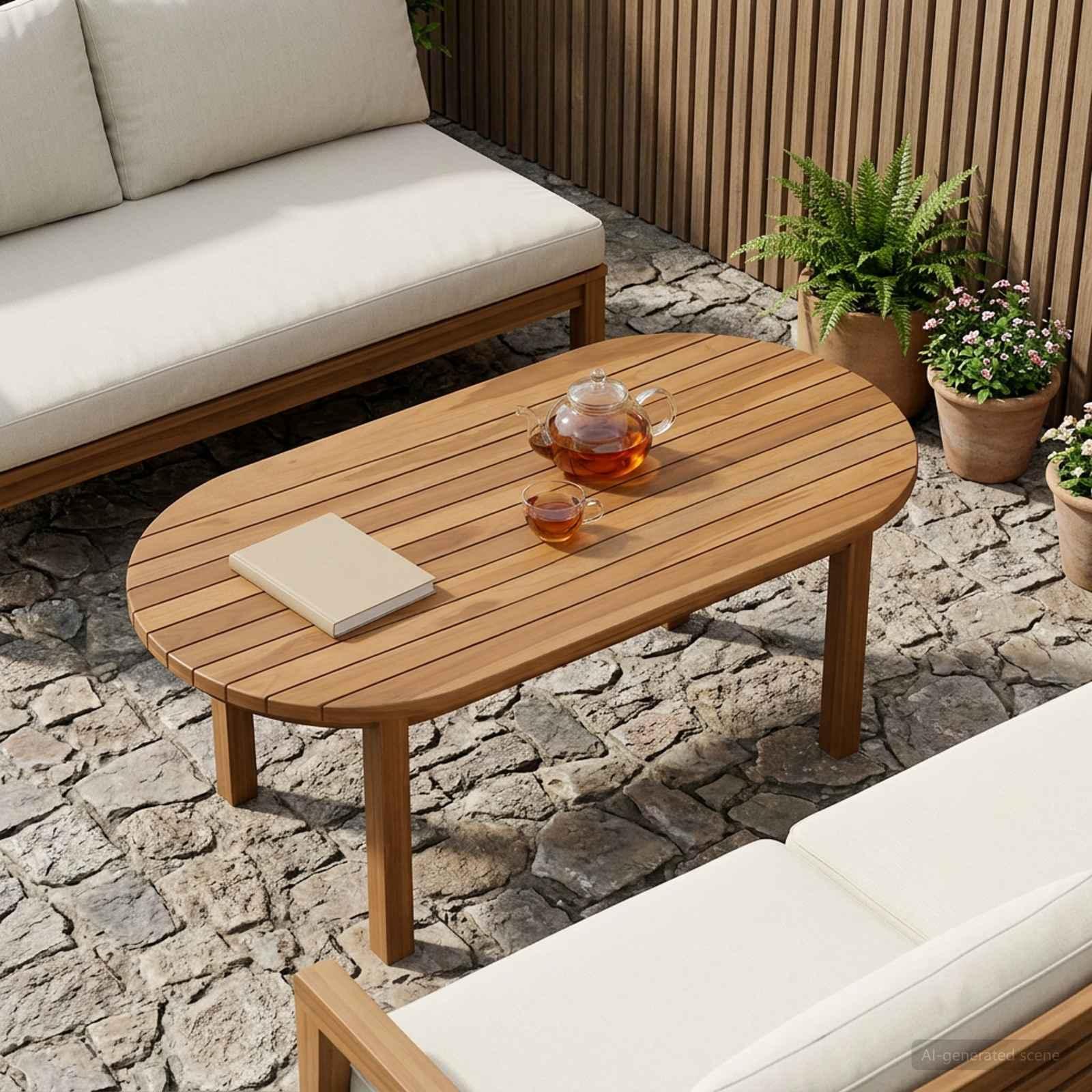 Bordplade 90 x 45 x 3,5 cm oval i massiv teaktræ naturfarvet Bordplade 90 x 45 x 3,5 cm oval i massiv teaktræ naturfarvet