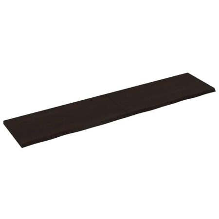 Bordplade i behandlet massivt egetræ 220 x 50 x 2-4 cm mørkebrun