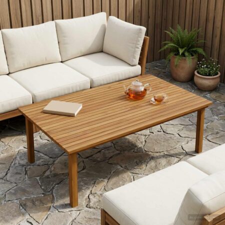 Bordplade i massiv teak 120 x 70 cm rektangulær natur