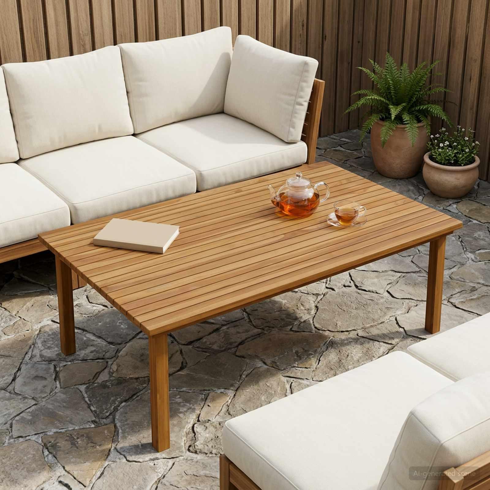 Bordplade i massiv teak 120 x 70 cm rektangulær natur Bordplade i massiv teak 120 x 70 cm rektangulær natur