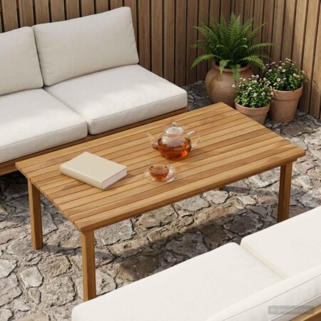 Bordplade i massiv teaktræ 100 x 50 x 3,5 cm rektangulær