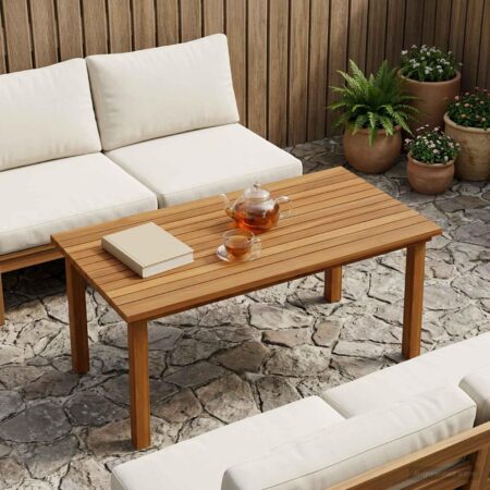 Bordplade i massiv teaktræ 90 x 45 x 3,5 cm rektangulær
