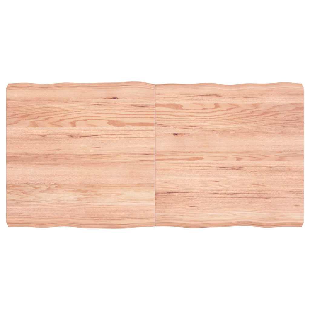 Bordplade i massivt egetræ 120 x 60 cm med naturlig kant lysebrun Bordplade i massivt egetræ 120 x 60 cm med naturlig kant lysebrun