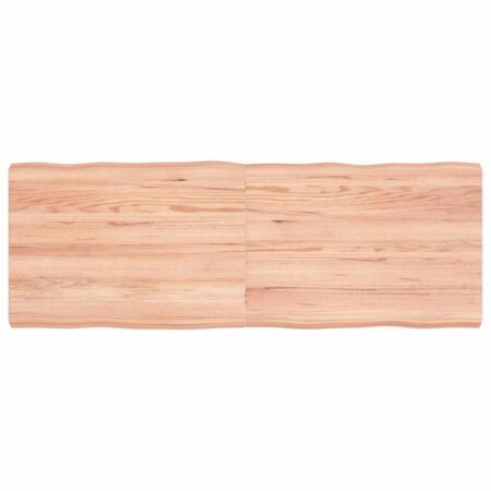 Bordplade i massivt egetræ 140×50×(2-6) cm - naturlig kant, lysebrun, lakeret og foldbar