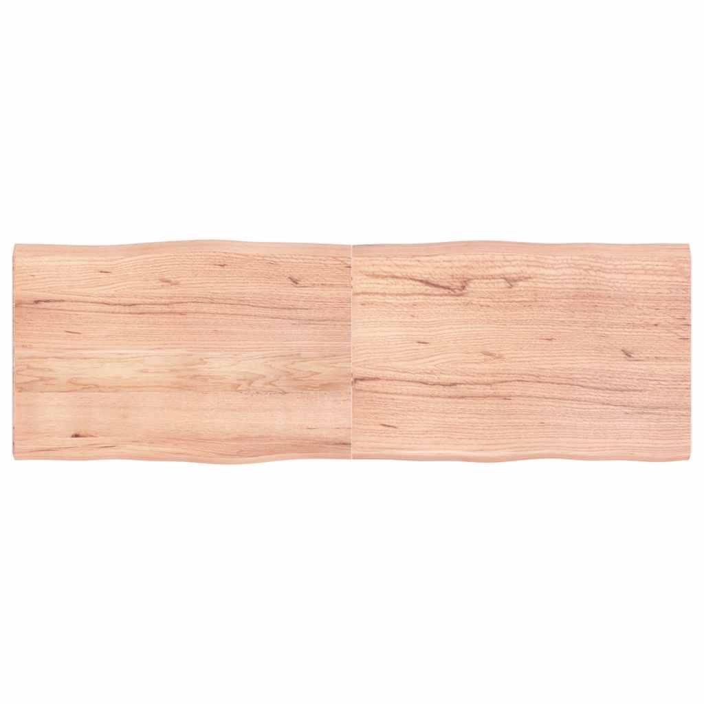 Bordplade i massivt egetræ 180 x 60 cm med naturlig kant lysebrun Bordplade i massivt egetræ 180 x 60 cm med naturlig kant lysebrun
