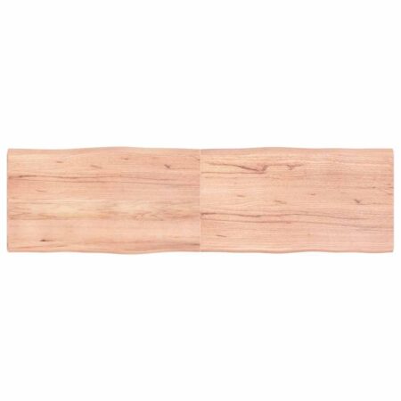 Bordplade i massivt egetræ 180×50×(2-4) cm - lysebrun med naturlig kant