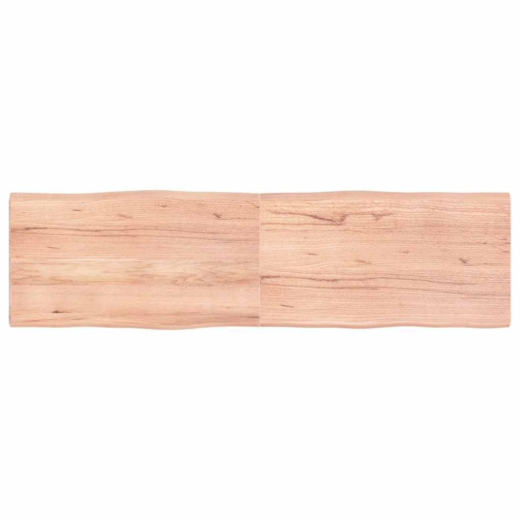 Bordplade i massivt egetræ 180×50×(2-4) cm - lysebrun med naturlig kant Bordplade i massivt egetræ 180×50×(2-4) cm - lysebrun med naturlig kant