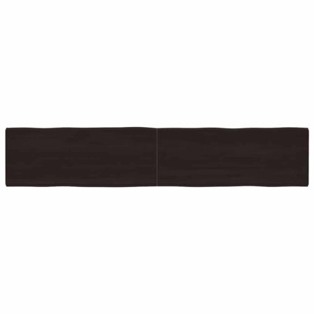 Bordplade i massivt egetræ 200×40×(2-4) cm - naturlig kant, mørkebrun