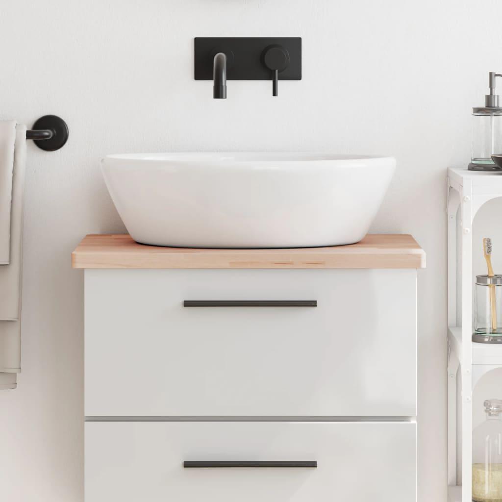 Bordplade til badeværelse 60×40×2,5 cm - massivt bøgetræ (ubehandlet) Bordplade til badeværelse 60×40×2,5 cm - massivt bøgetræ (ubehandlet)