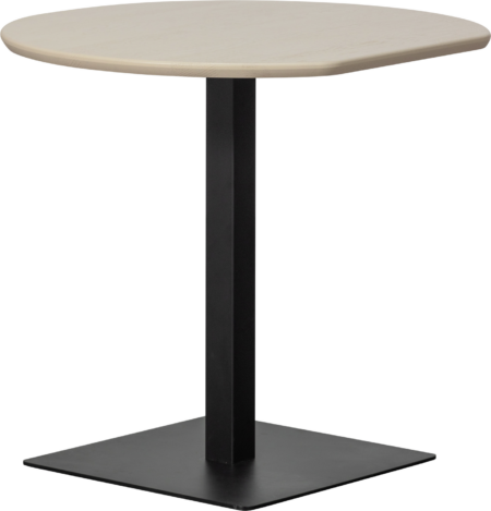 Cafébord WOOOD Tablo | Egetræ bordplade grå lak, sort pulverlakeret metalstel, H74 cm, bordplade 79x73 cm, FSC Mix