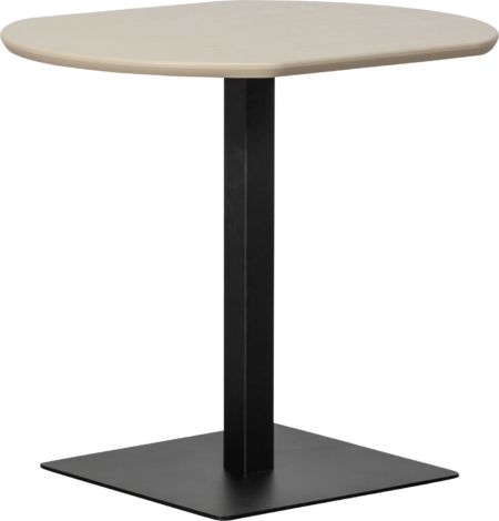 Cafébord WOOOD Tablo - mellemstykke til Bistro, bordplade i FSC Mix-eg med grå lak, sort pulverlakeret metalstel, 67x79x74 cm