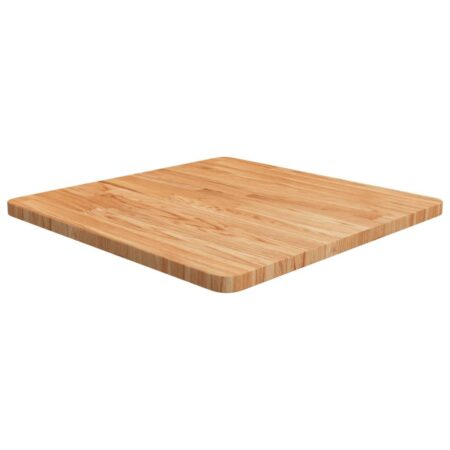 Firkantet bordplade 60×60×2,5 cm - behandlet massivt eg, lysebrun