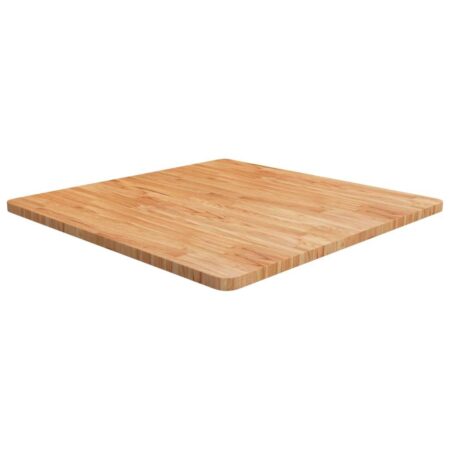 Firkantet bordplade 80 × 80 × 2,5 cm - behandlet massivt eg, lysebrun