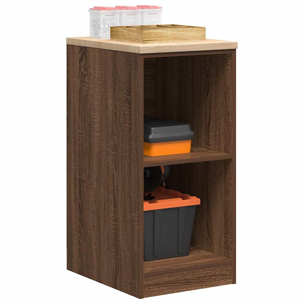 Garageopbevaringsskab i brun eg 40 × 51 × 85 cm - bordplade i massivt fyrretræ Garageopbevaringsskab i brun eg 40 × 51 × 85 cm - bordplade i massivt fyrretræ