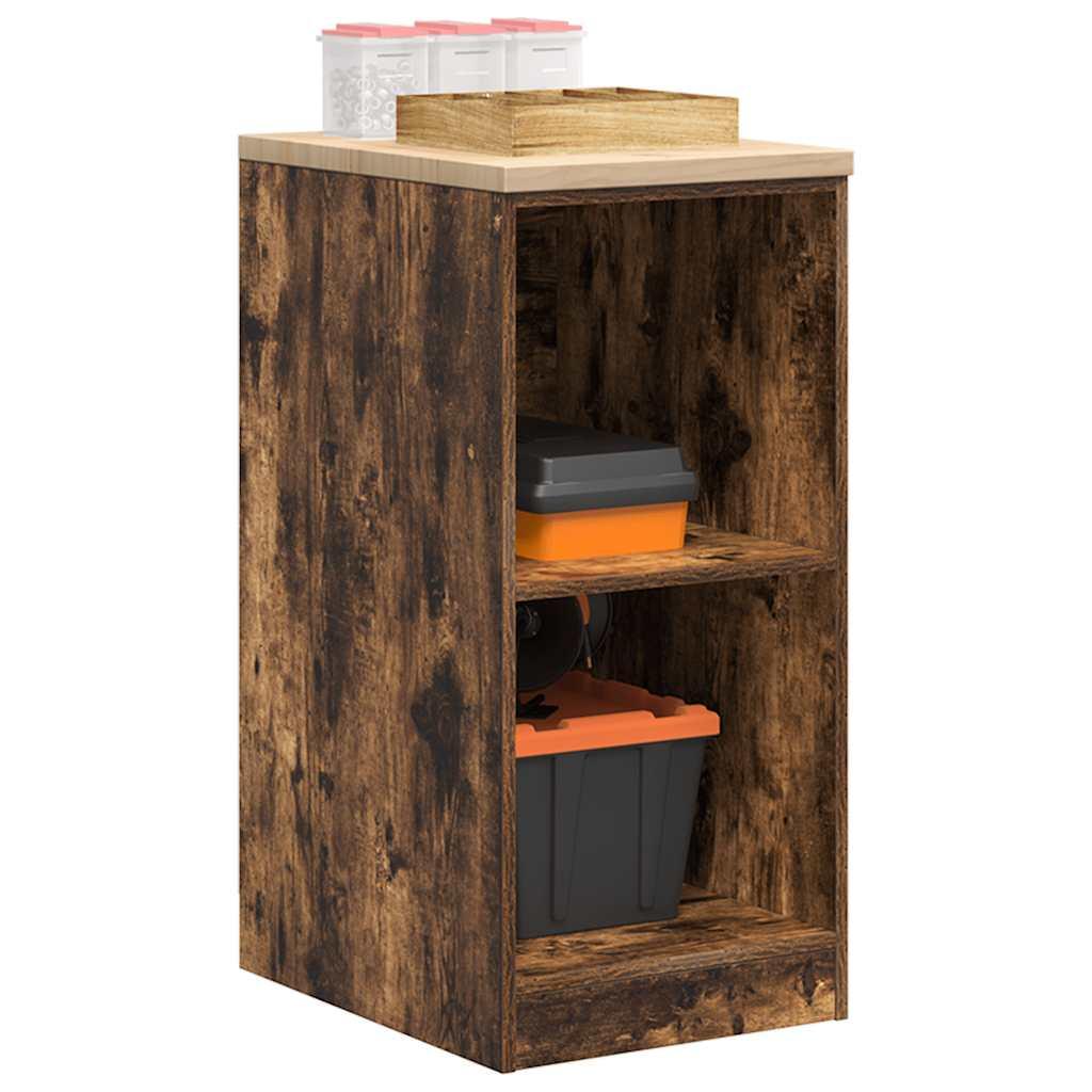 Garageopbevaringsskab i røget eglook - 40 × 51 × 85 cm, bordplade i massivt fyrretræ Garageopbevaringsskab i røget eglook - 40 × 51 × 85 cm, bordplade i massivt fyrretræ
