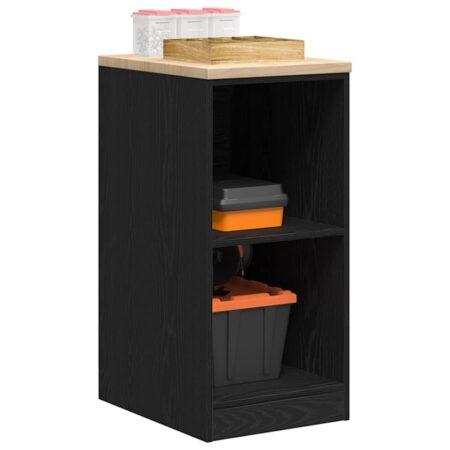 Garageopbevaringsskab - sort 40×51×85 cm med bordplade i massivt fyrretræ