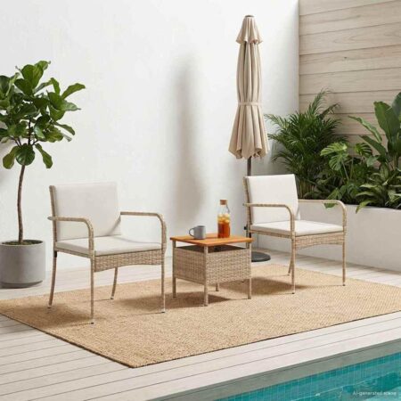 Have sæt i beige polyrattan med bord - balkonsæt til terrasse