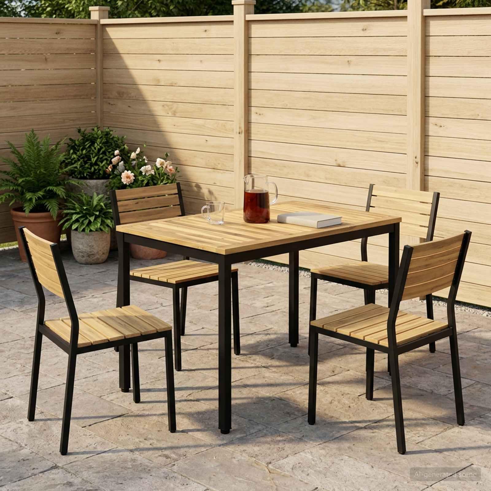 Have spisebord hvid og sort 108,5 x 55 x 75 cm Have spisebord hvid og sort 108,5 x 55 x 75 cm