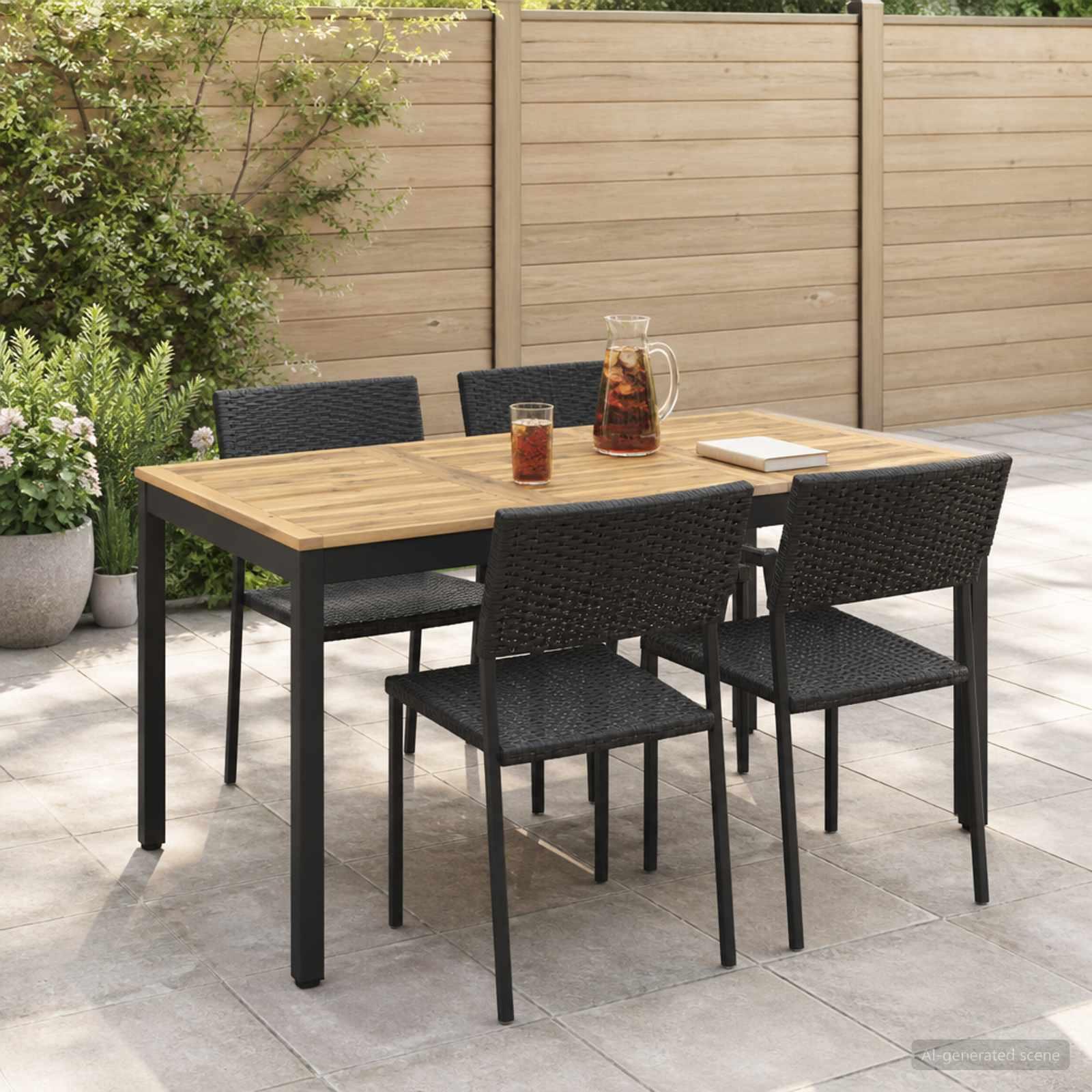 Have spisebord hvid og sort 141 x 80,5 x 75 cm Have spisebord hvid og sort 141 x 80,5 x 75 cm