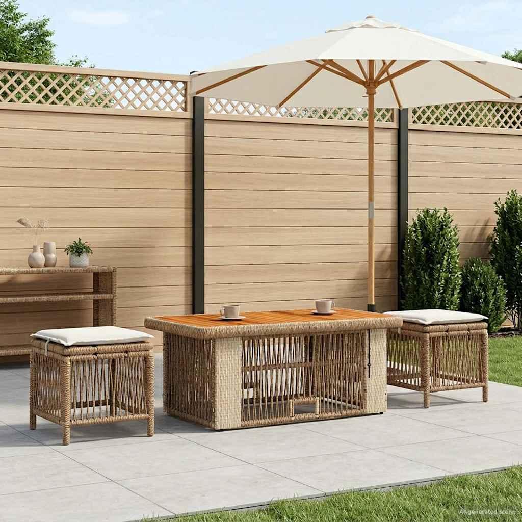 Have spisebordssæt 4 stk. i beige og creme polyrattan med højdejusterbart bord Have spisebordssæt 4 stk. i beige og creme polyrattan med højdejusterbart bord