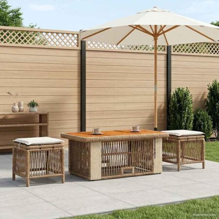 Have spisebordssæt 4 stk. i beige og creme polyrattan med højdejusterbart bord