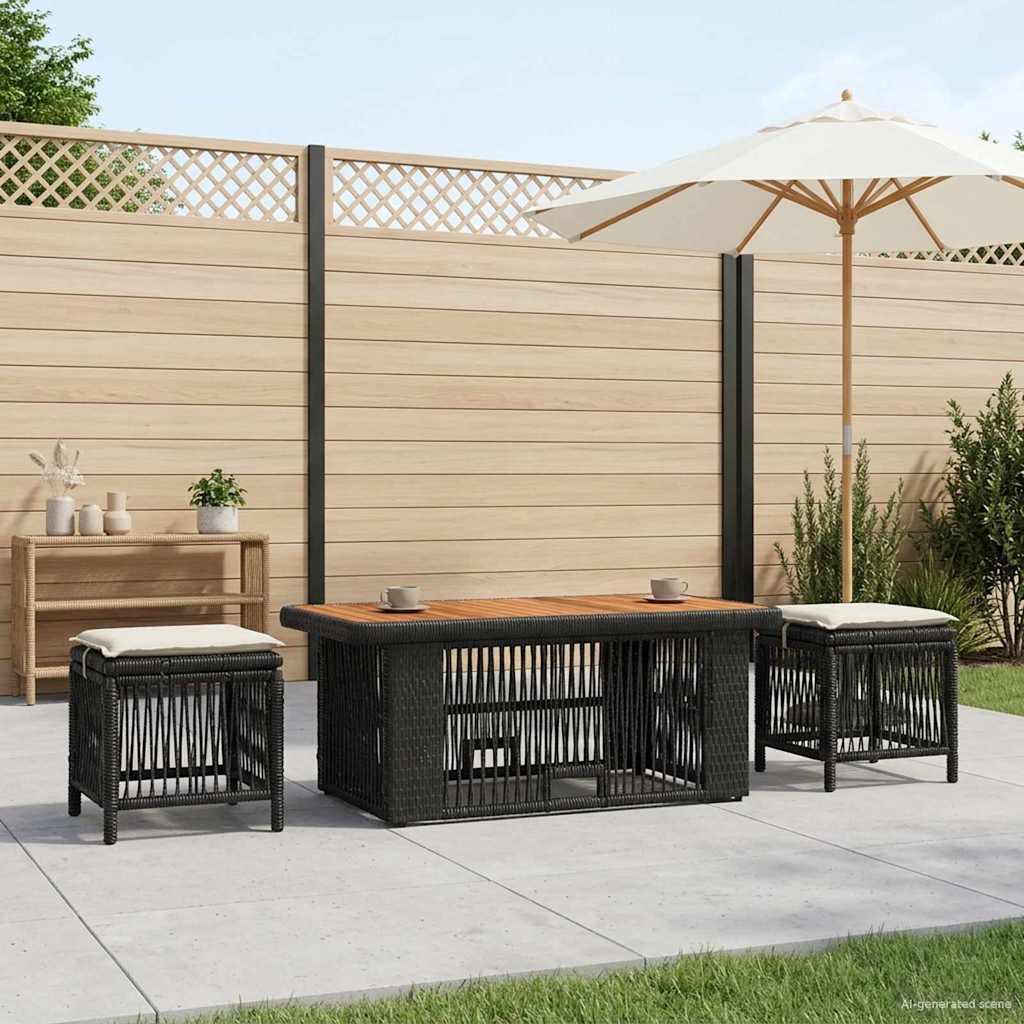 Have spisebordssæt 4 stk. i polyrattan med højdejusterbart bord - sort og cream Have spisebordssæt 4 stk. i polyrattan med højdejusterbart bord - sort og cream