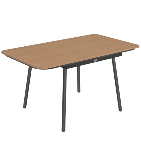 Havebord 140 x 80 cm til 6 personer, rustbestandigt udendørs spisebord med WPC-bordplade, justerbare fødder, teak
