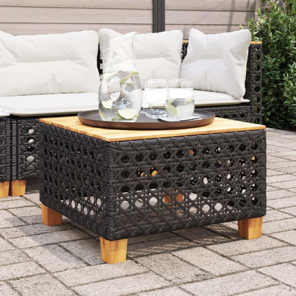 Havebord 55 x 55 x 36 cm i polyrattan og akacietræ - sort Havebord 55 x 55 x 36 cm i polyrattan og akacietræ - sort