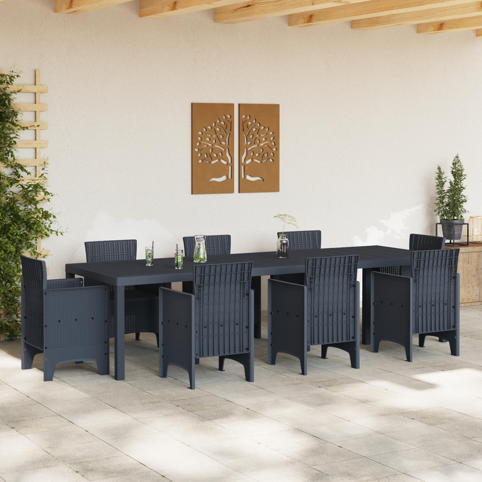 Havebord antracit 300 x 100 x 73 cm i polyrattan Havebord antracit 300 x 100 x 73 cm i polyrattan