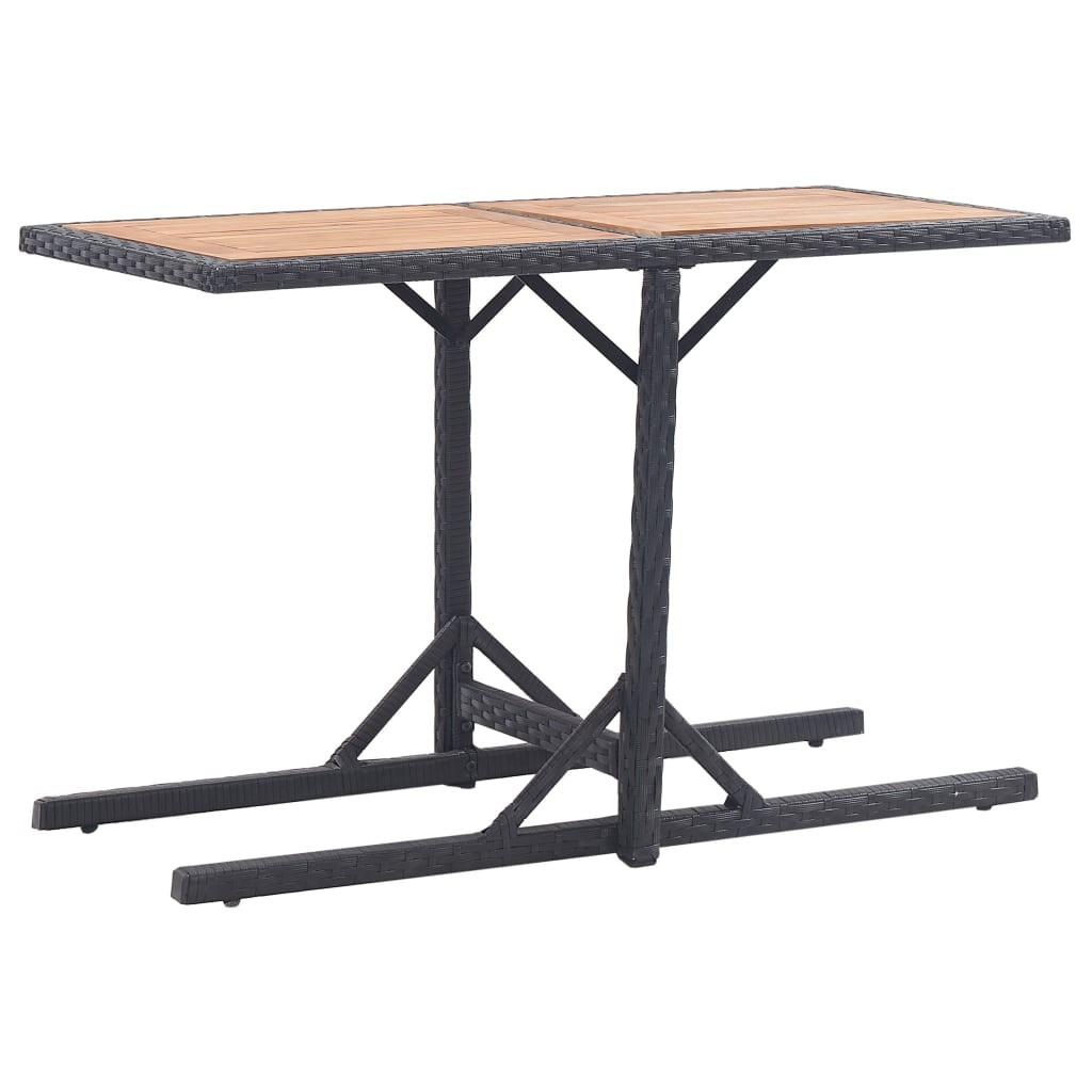 Havebord i massivt akacietræ og sort polyrattan 110 x 53 cm Havebord i massivt akacietræ og sort polyrattan 110 x 53 cm