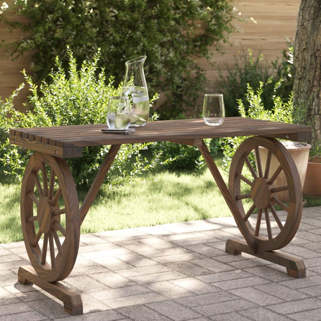 Havebord i massivt grantræ 115 x 55 x 65 cm med hjuldesign Havebord i massivt grantræ 115 x 55 x 65 cm med hjuldesign