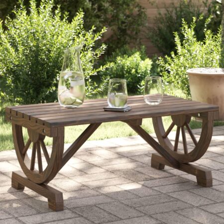 Havebord i massivt grantræ 90 x 50 x 40 cm med brændt finish