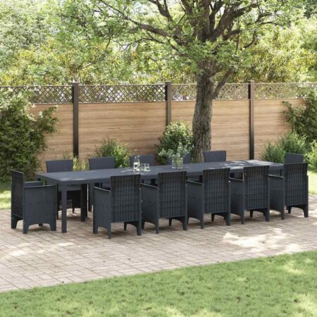 Havebord i polyrattan - antracit, 400 × 100 × 73 cm