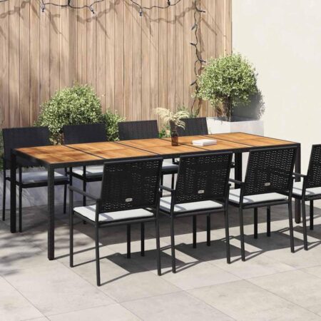 Havebord i sort polyrattan til terrasse og udendørs spisning