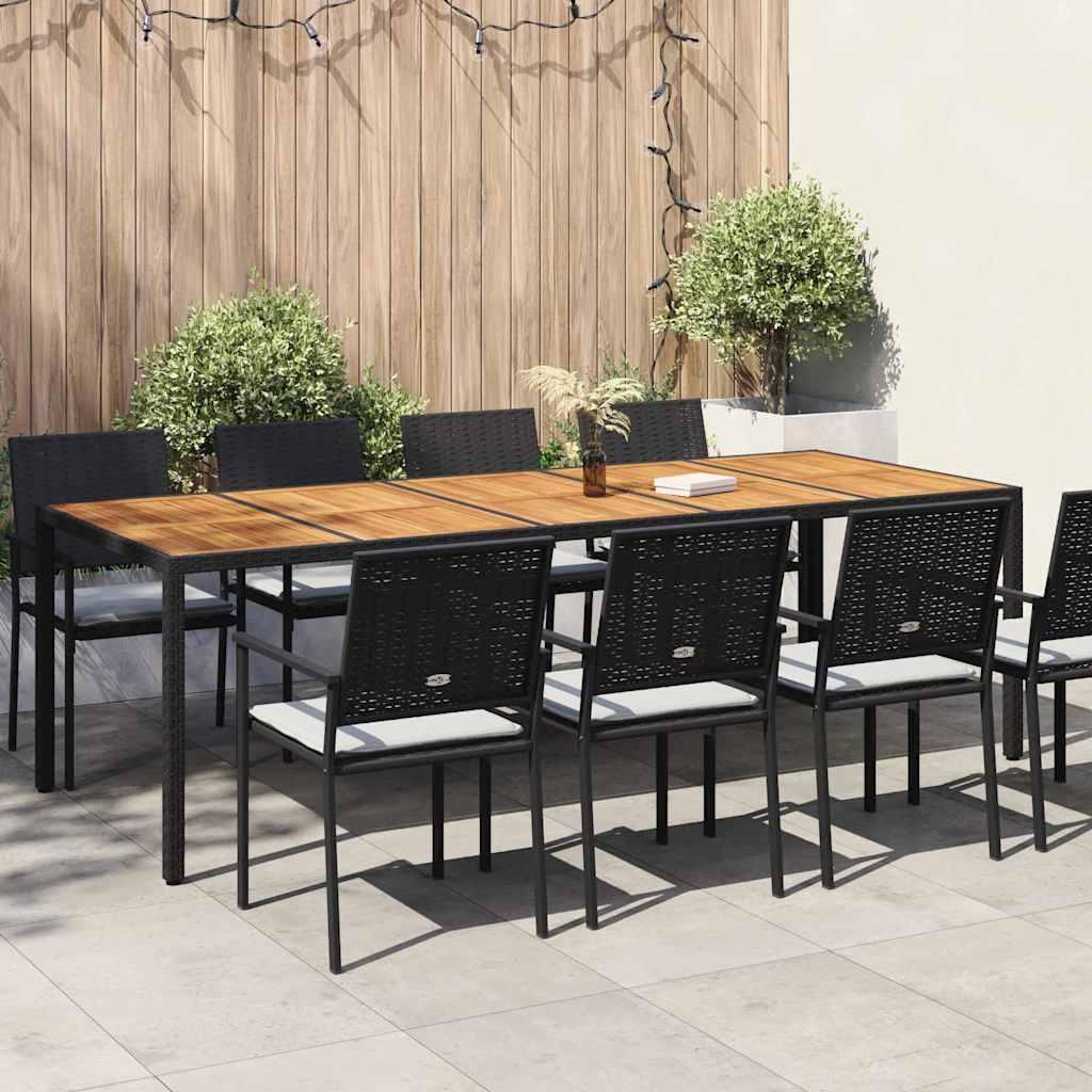 Havebord i sort polyrattan til terrasse og udendørs spisning Havebord i sort polyrattan til terrasse og udendørs spisning